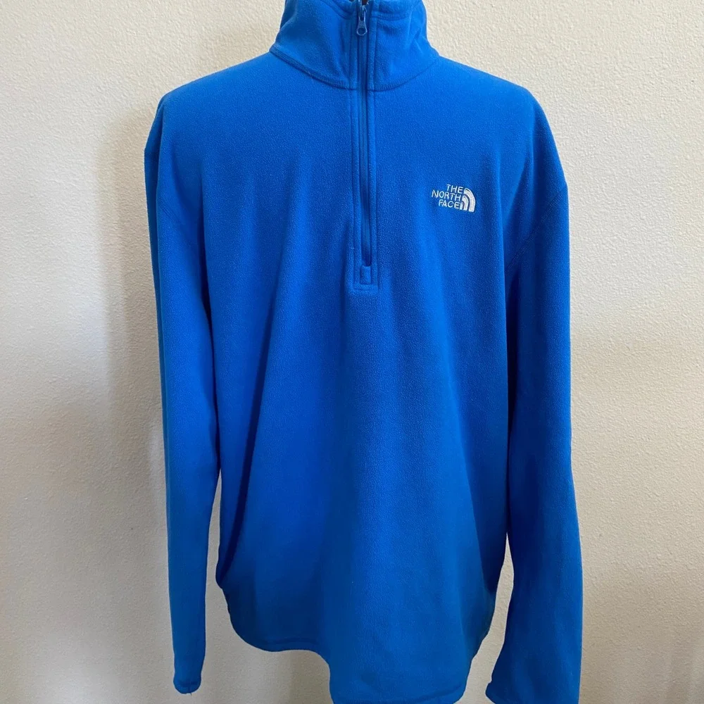 The North‎ Face Mens Large Blue 1/4 Zip Pullover Fleece Jacket Ourdoor Hiking